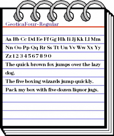 Geotica Four Regular animated font preview