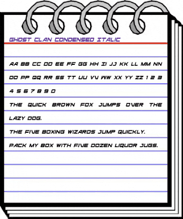 Ghost Clan Condensed Italic Condensed Italic animated font preview Ghost Clan Condensed Italic Condensed Italic animated font preview