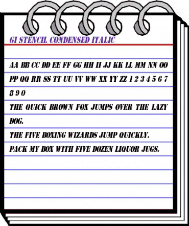 GI StencilCondensed Italic animated font preview GI StencilCondensed Italic animated font preview