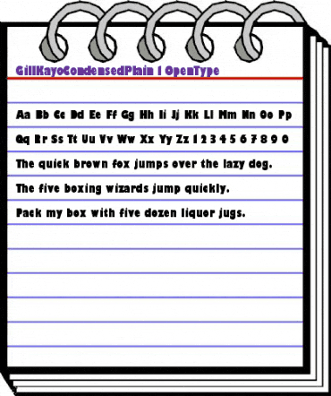 Gill Kayo Condensed Regular animated font preview