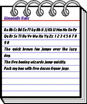 Gimenells Italic animated font preview Gimenells Italic animated font preview