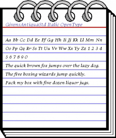 Givens Antiqua Std Italic animated font preview Givens Antiqua Std Italic animated font preview