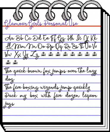 Glamour Girls Personal Use Regular animated font preview