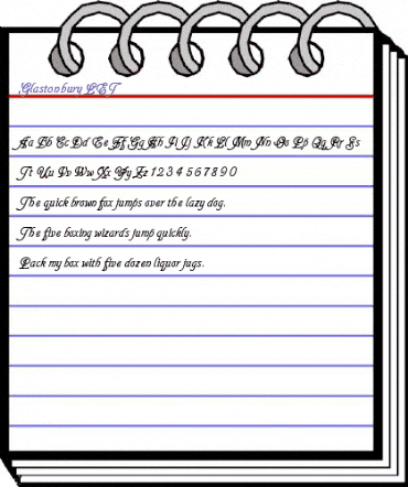 Glastonbury LET Regular animated font preview