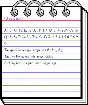 Glennis Italic Regular animated font preview