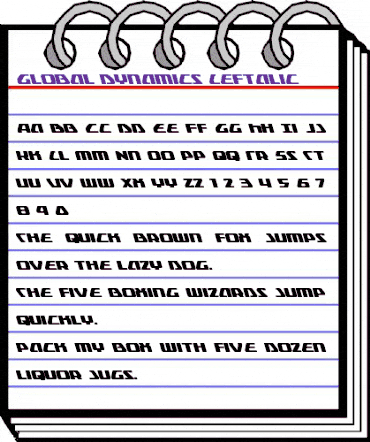 Global Dynamics Leftalic Italic animated font preview Global Dynamics Leftalic Italic animated font preview