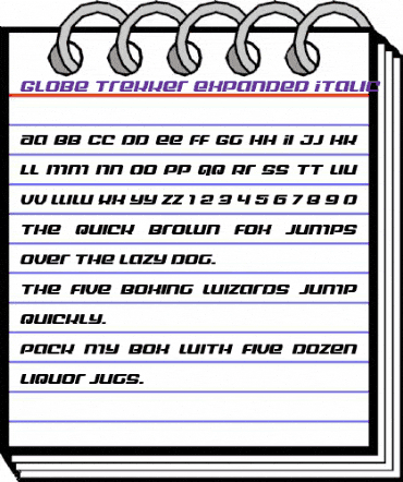 Globe Trekker Expanded Italic Expanded Italic animated font preview Globe Trekker Expanded Italic Expanded Italic animated font preview