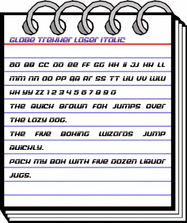 Globe Trekker Laser Italic Italic animated font preview Globe Trekker Laser Italic Italic animated font preview