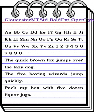 Gloucester MT Std Bold Ext animated font preview