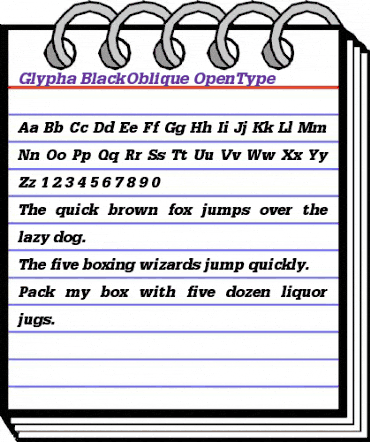 Glypha 75 Black Oblique animated font preview