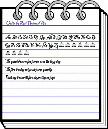 Got to be Real Personal Use Regular animated font preview