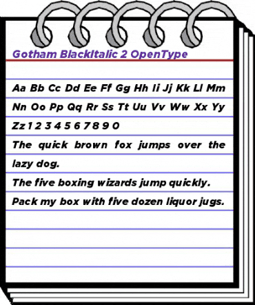 Gotham Black Italic animated font preview