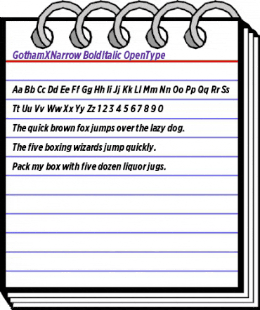 Gotham XNarrow Bold Italic animated font preview Gotham XNarrow Bold Italic animated font preview