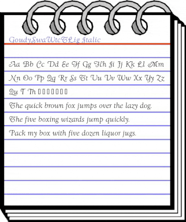 GoudySwaWtcTLig Italic animated font preview GoudySwaWtcTLig Italic animated font preview