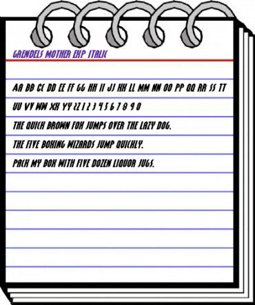 Grendel's Mother ExpItalic Expanded Italic animated font preview