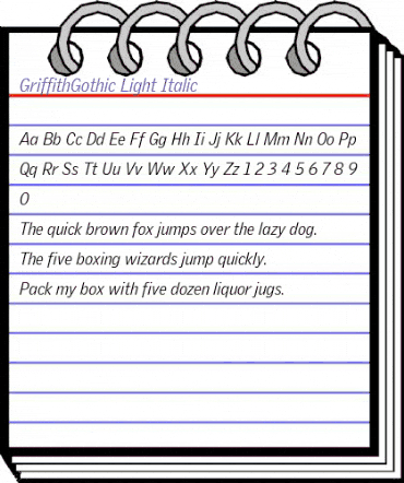 GriffithGothic Light Italic animated font preview