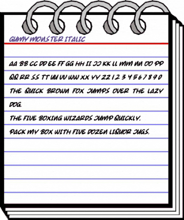 Gumy Monster Italic Regular animated font preview