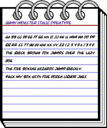 Gumy Monster Italic Regular animated font preview Gumy Monster Italic Regular animated font preview