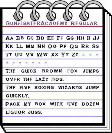 Gunfighter Academy Regular animated font preview