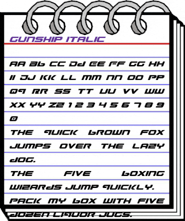 Gunship Italic Italic animated font preview Gunship Italic Italic animated font preview