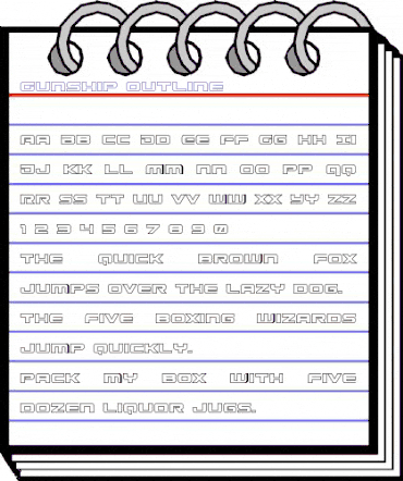 Gunship Outline Outline animated font preview