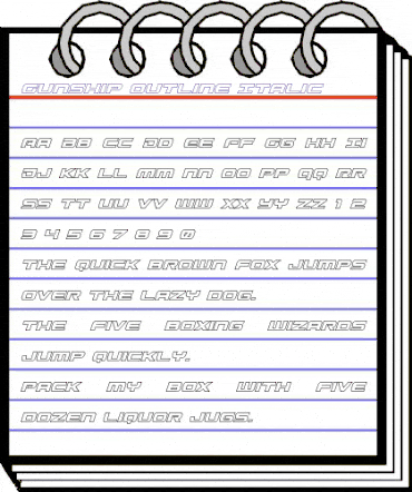 Gunship Outline Italic Outline Italic animated font preview Gunship Outline Italic Outline Italic animated font preview
