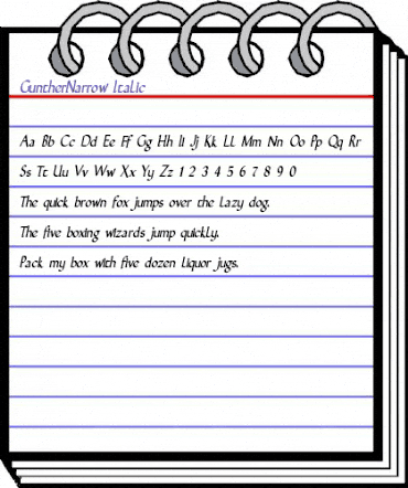 GuntherNarrow Italic animated font preview GuntherNarrow Italic animated font preview