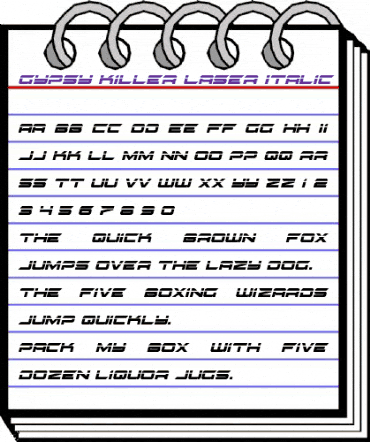Gypsy Killer Laser Italic Italic animated font preview