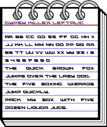 Gypsy Killer Leftalic Italic animated font preview