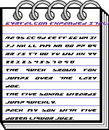 Gyrfalcon Expanded Italic Expanded Italic animated font preview