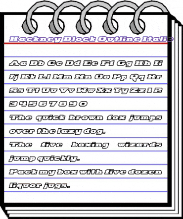 Hackney Block Outline Italic animated font preview Hackney Block Outline Italic animated font preview