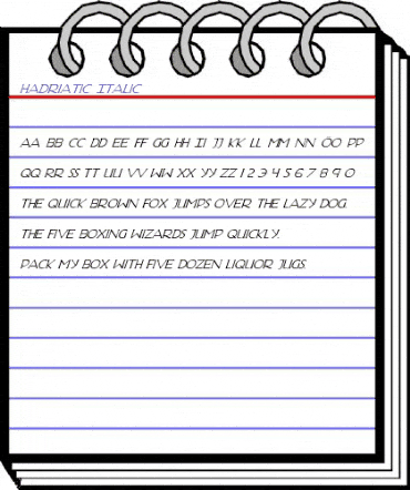 Hadriatic Italic Italic animated font preview Hadriatic Italic Italic animated font preview