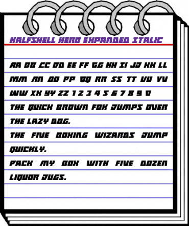 Halfshell Hero Expanded Italic Expanded Italic animated font preview Halfshell Hero Expanded Italic Expanded Italic animated font preview