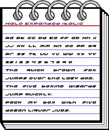 Halo Expanded Italic Italic animated font preview