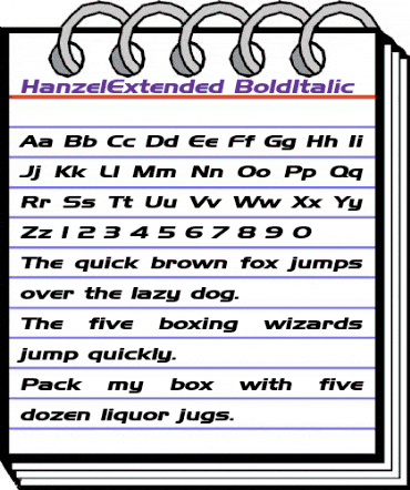 HanzelExtended BoldItalic animated font preview