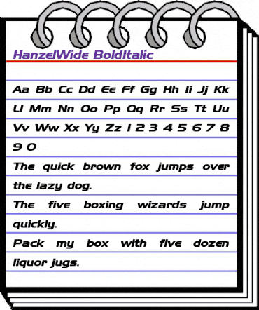 HanzelWide BoldItalic animated font preview