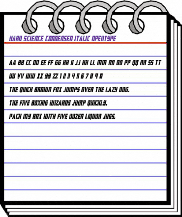 Hard Science Condensed Italic Condensed Italic animated font preview