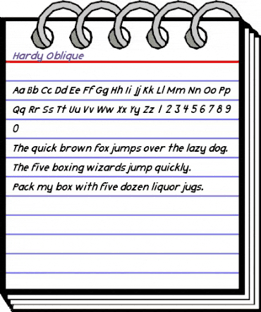 Hardy Oblique animated font preview