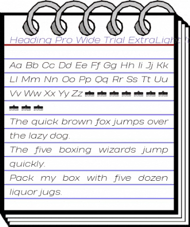 Heading Pro Wide Trial ExtraLight Italic animated font preview