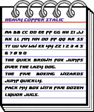 Heavy Copper Italic Italic animated font preview