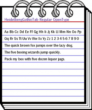 HeidelbergGothicTab Regular animated font preview HeidelbergGothicTab Regular animated font preview