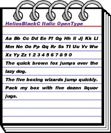 HeliosBlackC Italic animated font preview