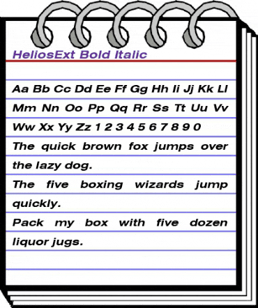 HeliosExt Regular animated font preview