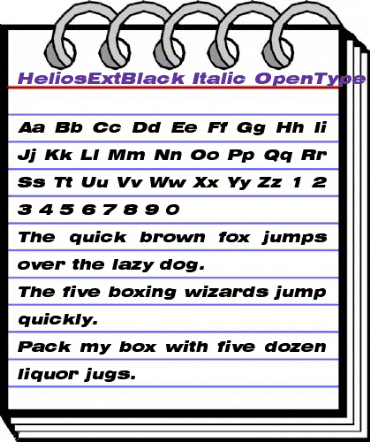 HeliosExtBlack Italic animated font preview