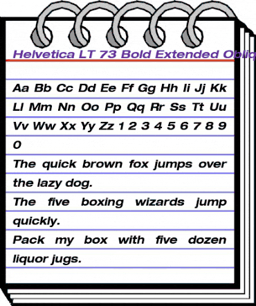HelveticaNeue LT 53 Ex BoldOblique animated font preview