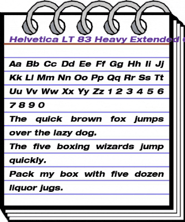 HelveticaNeue LT 63 MdEx HeavyOblique animated font preview