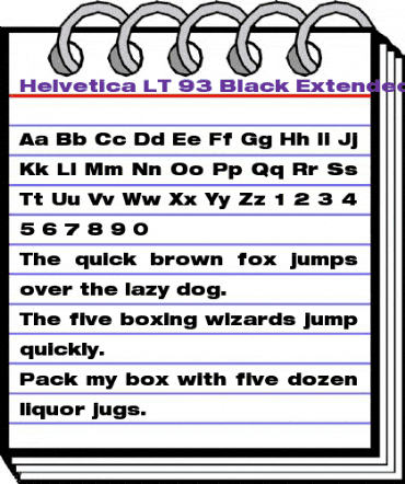 HelveticaNeue LT 93 BlackEx Regular animated font preview