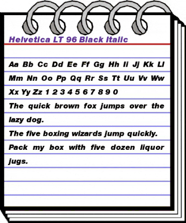 HelveticaNeue LT 96 BlackIt Regular animated font preview