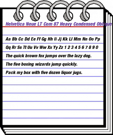 Helvetica Neue LT Com 87 Heavy Condensed Oblique animated font preview Helvetica Neue LT Com 87 Heavy Condensed Oblique animated font preview