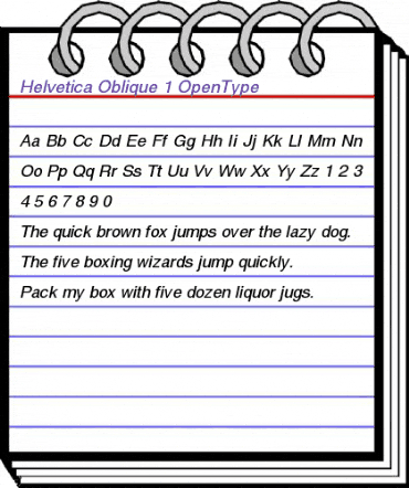 Helvetica Oblique animated font preview